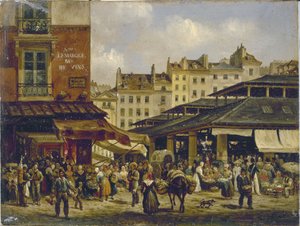 レ・アールとトンネリー通り、1828年頃、油彩・カンヴァス 作： Giuseppe Canella