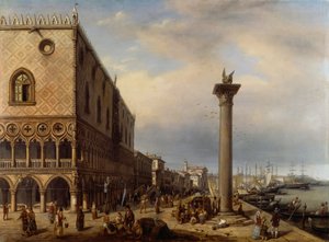 ジュゼッペ・カネラ (1788-1847) 作、ベニスのリヴァ・デッリ・スキアヴォーニ (歩道) 作： Giuseppe Canella