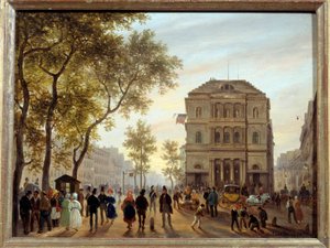 サン・マルタン通りとアンビギューム劇場の眺め ジュゼッペ・カネラ（1788-1847）による絵画 1830年 日：0,14x0,18 m パリ、カルナヴァレ美術館 作： Giuseppe Canella