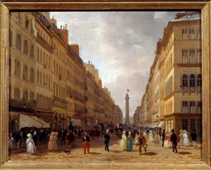 ジュゼッペ・カネラ（1788-1847）の絵画「パリのラ・ペ通りの眺め」 1830年 日。0,31x0,16 m Paris, Musee Carnavalet - パリのラ・ペ通りの眺め。ジュゼッペ・カネラ(1788-1847)の絵画
