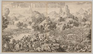 へスイでの包囲突破：反逆の叫びの戦いの場面から...、c。 1765-17 作： Giuseppe Castiglione