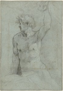 座っている若い男性のヌード研究 作： Giuseppe Cesari
