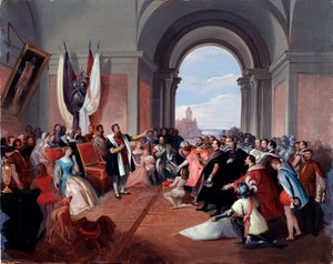 アンドレア・ドーリアがジェノヴァの王冠を拒否、ジュゼッペ・イゾラ（1808-1893）、c。 1868年（帆布に油彩） 作： Giuseppe Isola