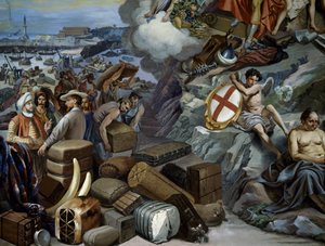 ジュゼッペ・イソラ(1808-1893)が描いたリグーリアの貿易、イタリア 作： Giuseppe Isola