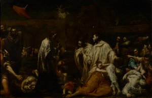 祝福されたバーナードトロメイ、シエナでペストの停止を代行、1735年頃（銅に油彩） 作： Giuseppe Maria Crespi
