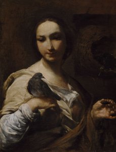 鳩を抱く少女、1721-27。