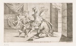 Aeneas は voor de strijd を出発します あなたが滅びようとしているなら、あなたは行って、私たちを万物に携挙してくださいます（オブジェクトのタイトル） Omzwervingen van Aeneas (シリーズタイトル) レネア・ヴァガンテ・カラッチの絵画（シリーズタイトル） 作： Giuseppe Maria Mitelli