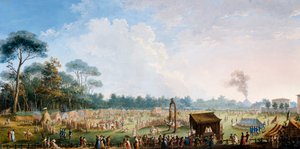 フェルディナンド 3 世を称えるカッシーネでの祝典、グレート オークの牧草地でのゲーム 作： Giuseppe Maria Terreni