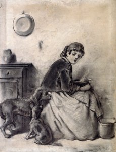 犬を連れた女性 作： Giuseppe Mazza