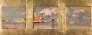 Triptyque with Lagoon (合板に油彩)