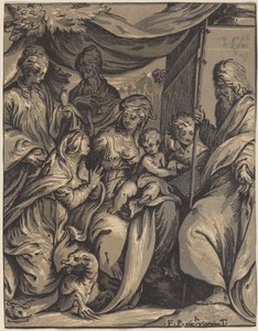聖人と聖母子 作： Giuseppe Nicolo Vicentino, after Camillo Boccaccino