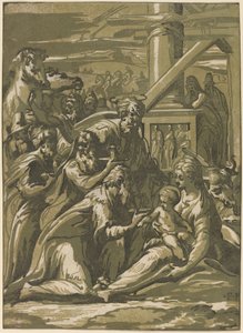 魔術師の崇拝 作： Giuseppe Nicolo Vicentino, after Parmigianino