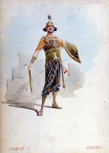ジュゼッペ ヴェルディ (1813 - 1901) のオペラで、ジュゼッペ パランティ (1881 - 1946) によるエルサレム王の甥であるイスマエルの衣装、ナブッコは最初に Nabucodonosor と呼ばれました。 スカラ座美術館