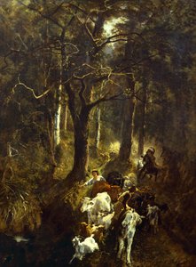 ジュゼッペ・パリッツィ（1812-1888）によるフォンテーヌブローでの放牧。