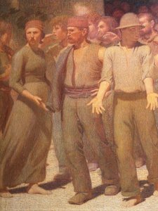 ジュゼッペ・ペッリッツァ・ダ・ボルペド作「第四の国家」（詳細 作： Giuseppe Pellizza da Volpedo