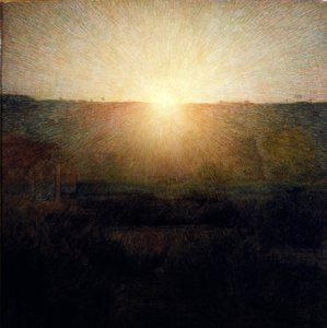 日の出の絵 ジュゼッペ・ペリッツァ・ダ・ボルペド（1868-1907） 1904年 薄暗い 155x155 cm ローマ近代美術館ガレリア 作： Giuseppe Pellizza da Volpedo