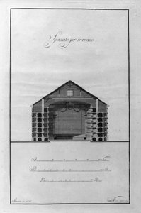 ジュゼッペ・ピエルマリーニ（1734-1808）によるスカラ座の建築カップ 1776-1778年頃 イタリア・ミラノ（ピエルマリーニによるスカラ座の建築切断図、イタリア・ミラノ） エングレービング 作： Giuseppe Piermarini
