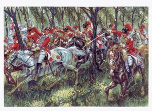 アメリカ独立戦争（1775年-1783年）：アメリカ人入植者の突撃 - アメリカ独立戦争 - ジュゼッペ・ラヴァのイラスト