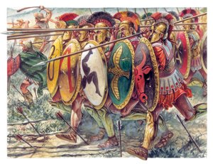 古代ギリシャ：ホプライト、重装歩兵 イラスト：Giuseppe Rava 作： Giuseppe Rava