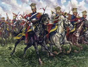第一帝国：1815年6月18日のワーテルローの戦いにおける帝国軍軽騎兵連隊（レッド・ランサーズまたはレッド・ランサーズ） - 第一帝国：1815年6月18日のワーテルローの戦いにおける帝国軍軽騎兵連隊（レッド・ランサーズまたはレッド・ランサーズ 作： Giuseppe Rava