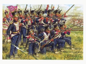 第一次帝国、ドイツのキャンペーン：1813年10月、ライプツィヒの戦いにおけるポーランドの列歩兵 - 第一帝国、ドイツのキャンペーン：1813年10月、ライプツィヒの戦い（諸国民の戦い）におけるポーランドの列歩兵 - イラスト：Giuseppe Rava 作： Giuseppe Rava