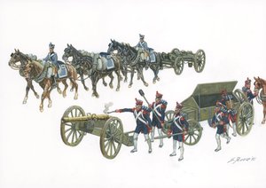 最初の帝国：ルイ15世の下で砲兵隊を再編成したジャン・バティスト・ド・グリボーヴァル（1715～1789年）によるグリボーヴァル砲兵システム - 最初の帝国：グリボーヴァルシステムは1765年以降、フランスの砲兵隊に改良技術を導入 - イラスト：ジウス