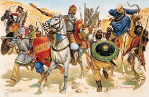 聖戦：キリスト教徒の敵と戦うイスラム教徒の兵士たち - Holy War: Muslims soldiers fighting against christians -キリスト教徒と戦うイスラム教徒の兵士たち 作： Giuseppe Rava
