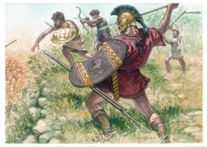 マケドニア王国：軽歩兵の兵士たち - マケドニア（古代王国）：軽歩兵の兵士たち - イラスト：Giuseppe Rava