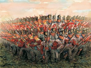 ナポレオン戦争：ワーテルローの戦いでのイギリス兵 1815年6月18日 イラスト：Giuseppe Rava