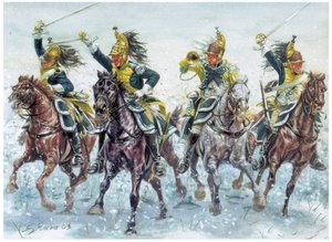 ナポレオン戦争：突撃するイギリス軍ドラグーン イラスト：Giuseppe Rava 作： Giuseppe Rava