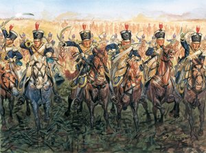 ナポレオン戦争：突撃するイギリス騎兵隊 イラスト：Giuseppe Rava 作： Giuseppe Rava