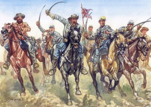 分離戦争（1861年～1865年） - アメリカ内戦：突撃する連合軍騎兵隊 - イラスト：Giuseppe Rava 作： Giuseppe Rava