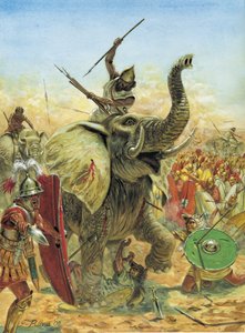 第二次ポエニ戦争：ザマの戦い（紀元前202年）カルタゴの象 作： Giuseppe Rava