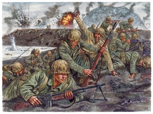 第二次世界大戦、太平洋戦争：1945年2月19日、日本の硫黄島の戦いにおける海兵隊水陸両用部隊の上陸 - WWII, Pacific war：1945年2月19日、日本の硫黄島の戦い（離島作戦）、米海兵隊の水陸両用上陸作戦 - Illustr