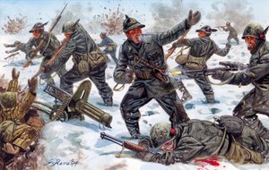第二次世界大戦、ロシア戦線：第二次世界大戦、ロシア戦線：1943年1月、ロシアにおけるイタリアのアルパイン・ハンター - ジュゼッペ・ラヴァによるイラストレーション