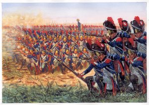 ワーテルローの戦いにおけるナポレオン1世（1769-1821）の帝国軍 作： Giuseppe Rava