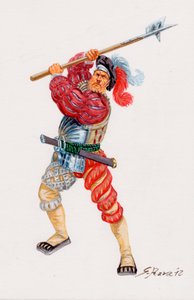 ドイツ傭兵の槍兵、ランスクネヒト - イラスト：ジュゼッペ・ラヴァ 作： Giuseppe Rava