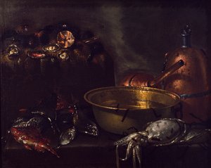 魚のいる静物画（油彩・キャンバス