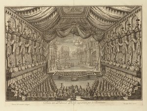 ナポリ王宮での「ラ・セレナータ」の演奏 par Vasi, Giuseppe (1710-1782).銅版画、サイズ：41.5x62 作： Giuseppe Vasi