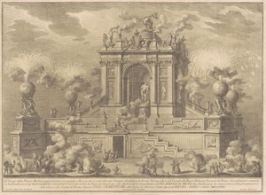 1767年の中国のプリマ・マッキナ：ファルネーゼ・ヘラクレスのある凱旋門、1767年。 作： Giuseppe Vasi