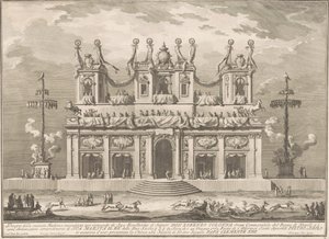 1765 年の中国の Seconda Macchina: コケイン ポールで装飾された建物 作： Giuseppe Vasi, after Giuseppe Palazzi, after Paolo Posi