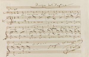 1869年5月28日、1869年、セントアガタのラフォルツァデルデスティーノからの音楽の引用。 作： Giuseppe Verdi