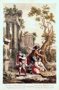 産業のアレゴリー的表現。ジュゼッペ・ゾッキ（1711-1767）による18世紀のドローイング。 作： Giuseppe Zocchi