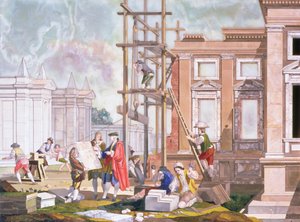 美術、美術を描いた4つのシリーズからの建築、c.1780 作： Giuseppe Zocchi