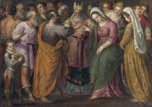 Le mariage de Marie et Joseph -The Marriage of Mary and Joseph par Salviati, Giuseppe (1520-1575).油彩・キャンバス、サイズ：116,8x164、個人蔵 作： Giuseppe della Porta Salviati
