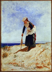 砂の上の女」（油彩・キャンバス 作： Giuseppe or Joseph de Nittis
