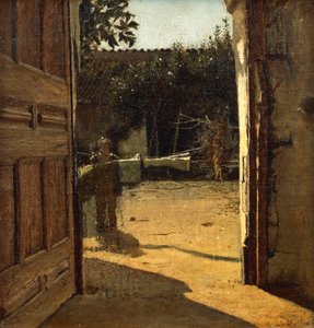 太陽に照らされた中庭、カントリーハウスの内部 作： Giuseppe or Joseph de Nittis