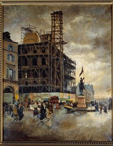 ピラミッド広場 1880年のマルサン館（パリ）の建設。絵画 Guiseppe Nittis（1846-1884） Ec.イタル 作： Giuseppe or Joseph de Nittis
