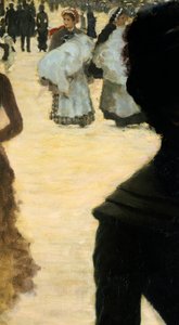 ブーローニュの森からの帰り道、犬を連れた婦人」ジュゼッペ・デ・ニッティス作、詳細 作： Giuseppe or Joseph de Nittis