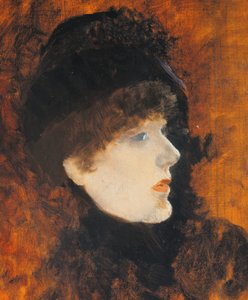 ジュゼッペ・デ・ニッティス（1846-1884）作「サラ・ベルナール」、パネルに油彩、35x265cm